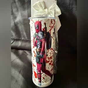 New Deadpool Themed 20oz Tumbler with Lid, Nonslip Bottom, Straw and Straw Clean